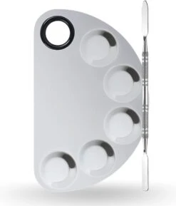 YUBBI™ Professioneel Mixing Palette - Inclusief Spatula - Voor Make Up - Nail Art - Nagellak - Gellak - RVS - Zilver