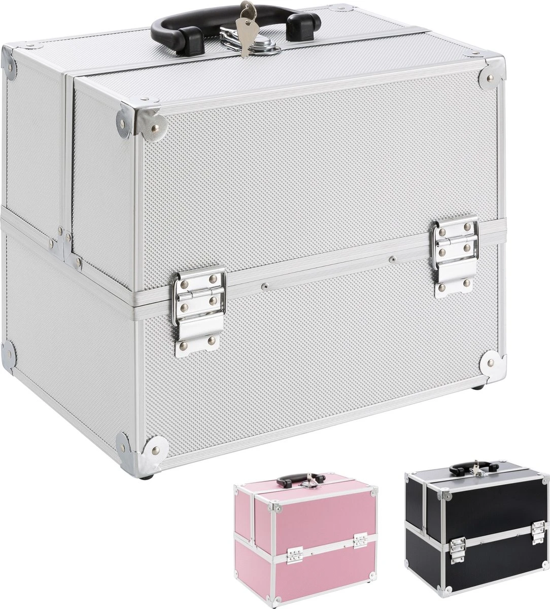 AREBOS Cosmetica Koffer - Beauty Case - Cosmetica Trolley - 15 L - Zilber 14 AREBOS Cosmetica Koffer - Beauty Case - Cosmetica Trolley - 15 L - Zilber - Afbeelding 12
