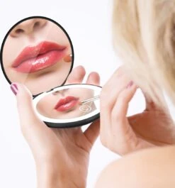 Led-verlichte Oplaadbare Compacte Make-up Spiegel Rond |1 X 2 X Vergroting | Make-upspiegel | Zakspiegel | Handspiegel | Reisspiegel | Dimbaar|als Cadeau | USB-lader | Rond | Zwart -Cosmeticawinkel 1118x1200 3