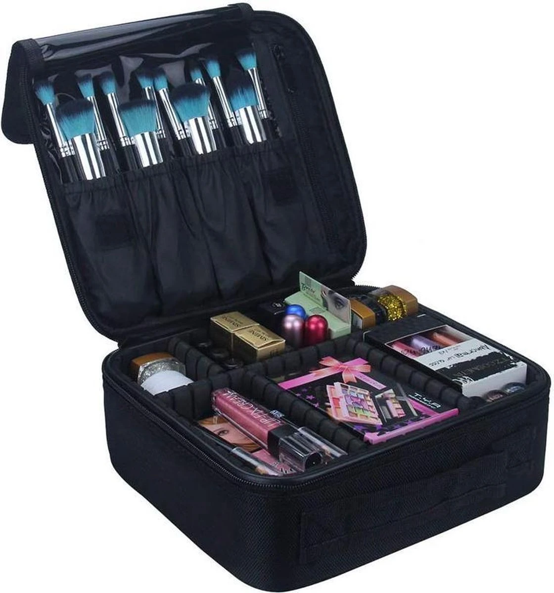 Cosmetica Koffer - Make-up Koffer Met Verstelbare Vakken - Visagie En Nagelstyliste Beauty Koffer - 26x23x9CM 16 Cosmetica Koffer - Make-up Koffer Met Verstelbare Vakken - Visagie En Nagelstyliste Beauty Koffer - 26x23x9CM - Afbeelding 14