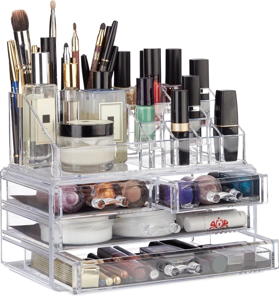 Confibel - Make-up Organizer - Cosmetica Organizer - Verstelbare Lades - Sieraden/Make-up - Cosmetica Opbergdoos - Transparant 3 Confibel - Make-up Organizer - Cosmetica Organizer - Verstelbare Lades - Sieraden/Make-up - Cosmetica Opbergdoos - Transparant