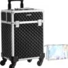 Cosmetische Koffer, Trolley, Make-up Case Met Handvat, 4 Universele Wielen, 4 Uitschuifbare Dienbladen, Make-up Tas, Voor Reizen, Zwart -Cosmeticawinkel 1137x1200 6