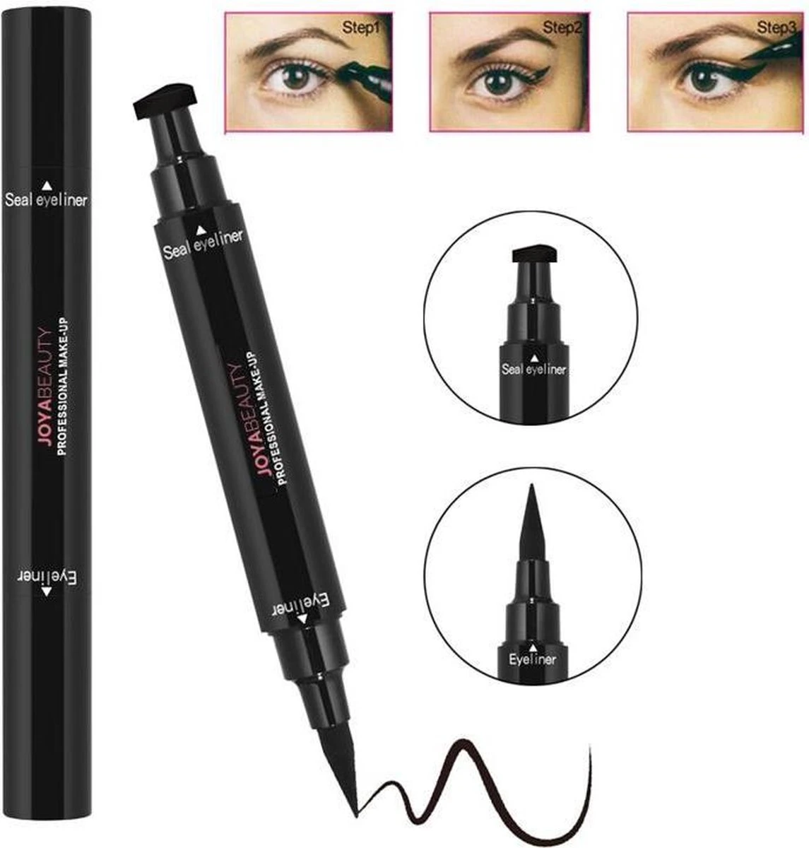 Joya Beauty® Eyeliner Met Wing Stempel | Zwarte Oog Stempel | 2 In 1 Eyeliner | Eyeliner Tool | Wing Eyeliner | Wing Stamp 7 Joya Beauty® Eyeliner Met Wing Stempel | Zwarte Oog Stempel | 2 In 1 Eyeliner | Eyeliner Tool | Wing Eyeliner | Wing Stamp - Afbeelding 5