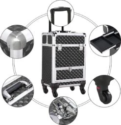 Monkey's Aluminium Kapperskoffer - Zwart - Beauty Case - Cosmeticakoffer - Make-upkoffer - Trolley - 360 Graden Wielen - 34 X 24 X 55.5 Cm 14 Monkey's Aluminium Kapperskoffer - Zwart - Beauty Case - Cosmeticakoffer - Make-upkoffer - Trolley - 360 Graden Wielen - 34 X 24 X 55.5 Cm -Cosmeticawinkel 1155x1200 5