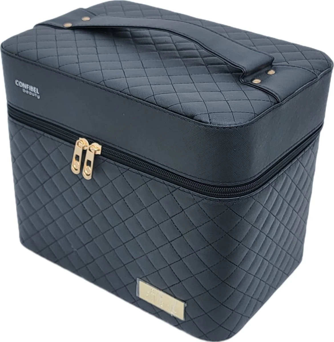 Confibel Make Up Koffer - Uitklapbaar - 5 Opbergbakken - Met Spiegel - Zwart 10 Confibel Make Up Koffer - Uitklapbaar - 5 Opbergbakken - Met Spiegel - Zwart - Afbeelding 8