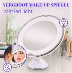 Merkloos Make-Up Spiegel - 5X Vergroting - LED Licht - Make Up Spiegel Met Verlichting - Vergrootspiegel Met Zuignap