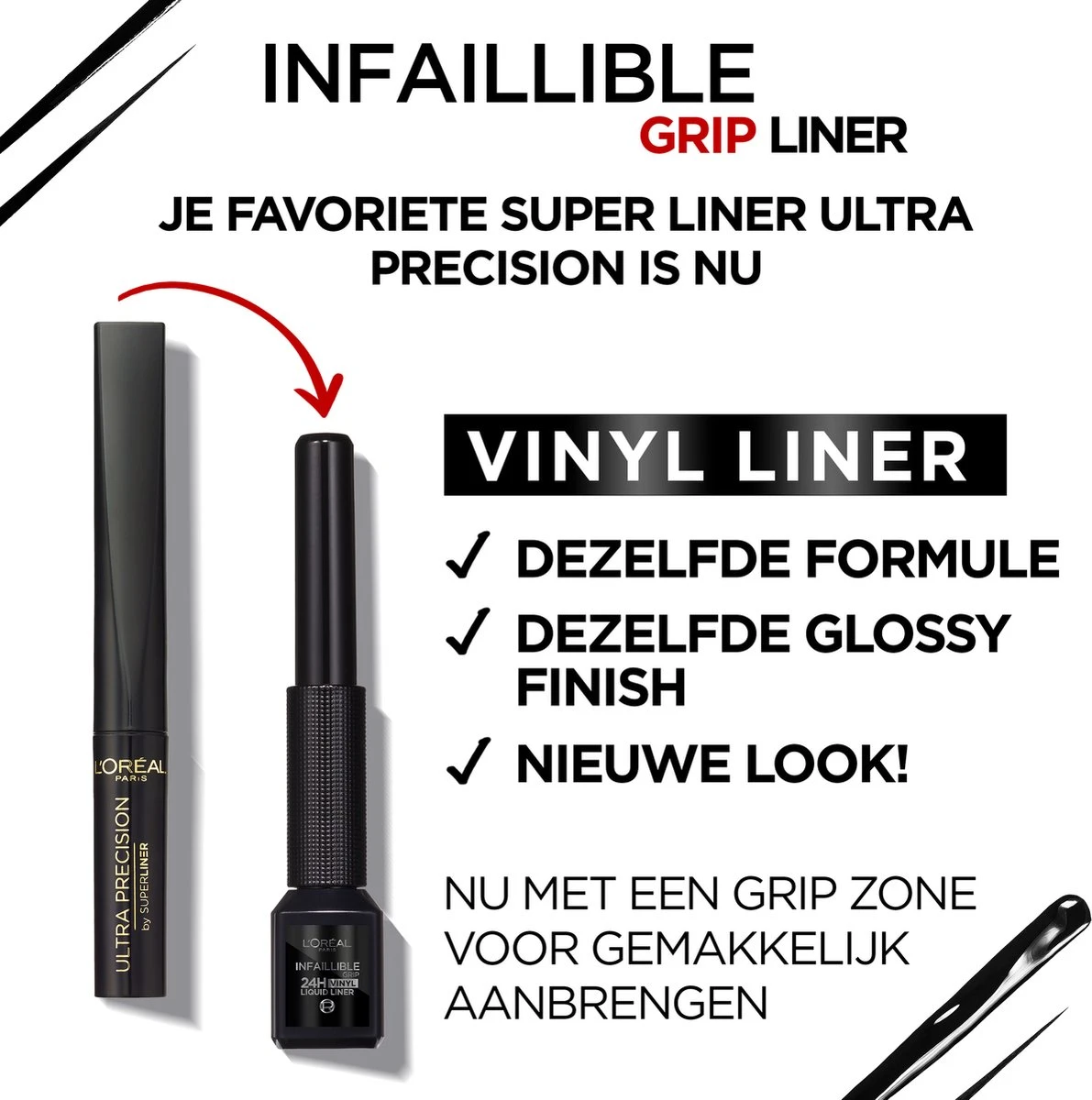 L'Oréal Paris Infailible Gip 24h Vinyl Liquid Liner Zwart - 3ml 4 L'Oréal Paris Infailible Gip 24h Vinyl Liquid Liner Zwart - 3ml - Afbeelding 2