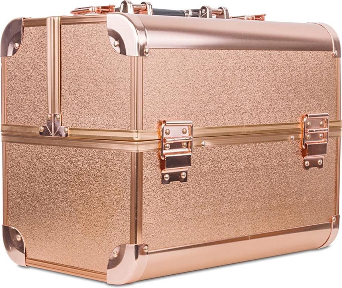 Aluminium Koffer Rosé Gold Met Opbergvakken 3 Aluminium Koffer Rosé Gold Met Opbergvakken