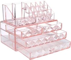 A&K 2in1 Make-up Organizer - 4 Lades Cosmetica Opbergdoos - Kaptafel - Roze -Cosmeticawinkel 1200x1017