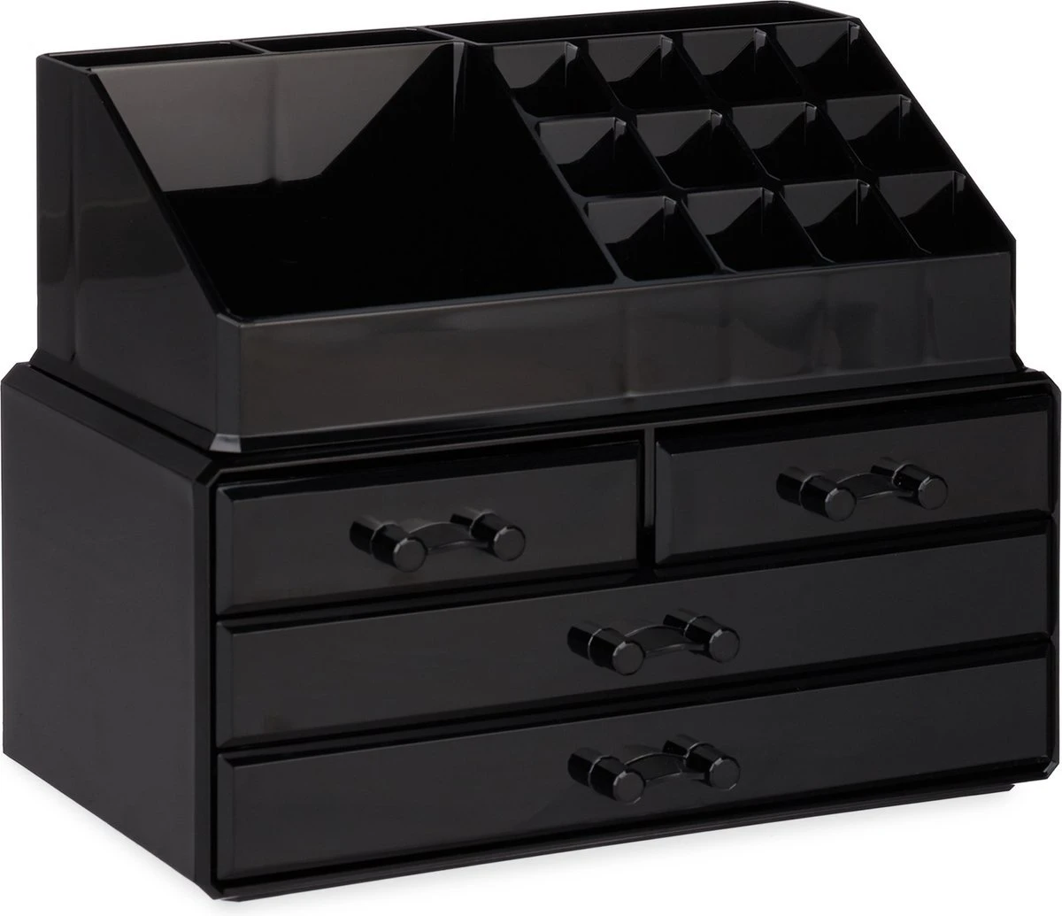 A&K 2in1 Make-up Organizer - 4 Lades Cosmetica Opbergdoos - Kaptafel - Zwart 7 A&K 2in1 Make-up Organizer - 4 Lades Cosmetica Opbergdoos - Kaptafel - Zwart - Afbeelding 5