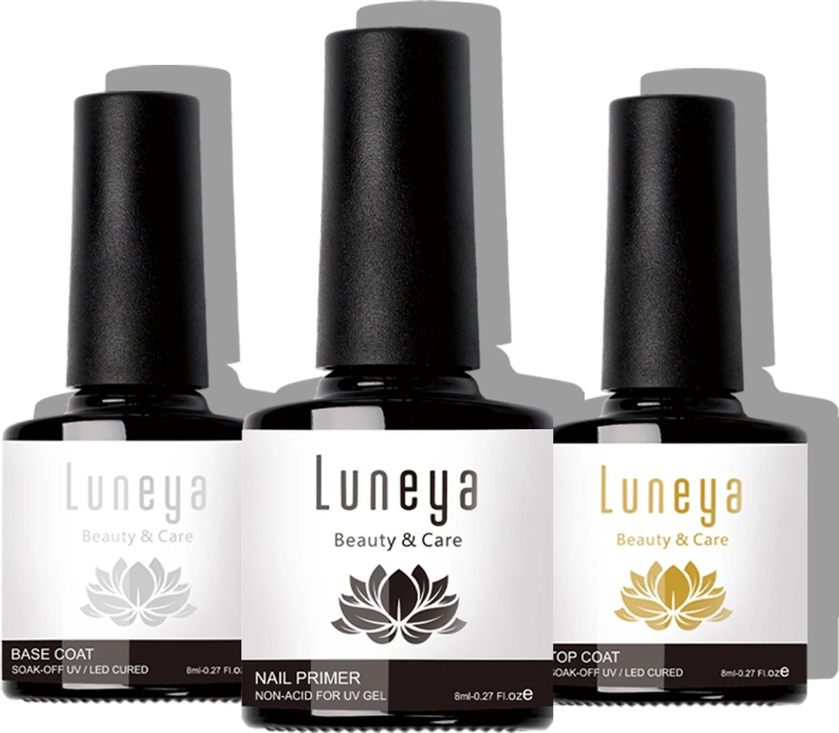 Luneya Gellak - Starterspakket - Primer - Base Coat - Top Coat - LED Lamp Gel Nagellak 3 Luneya Gellak - Starterspakket - Primer - Base Coat - Top Coat - LED Lamp Gel Nagellak