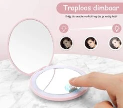 Led-verlichte Oplaadbare Compacte Make-up Spiegel Rond |1 X 2 X Vergroting | Make-upspiegel | Zakspiegel | Handspiegel | Reisspiegel | Dimbaar|als Cadeau | USB-lader | Rond | Zwart -Cosmeticawinkel 1200x1056 2