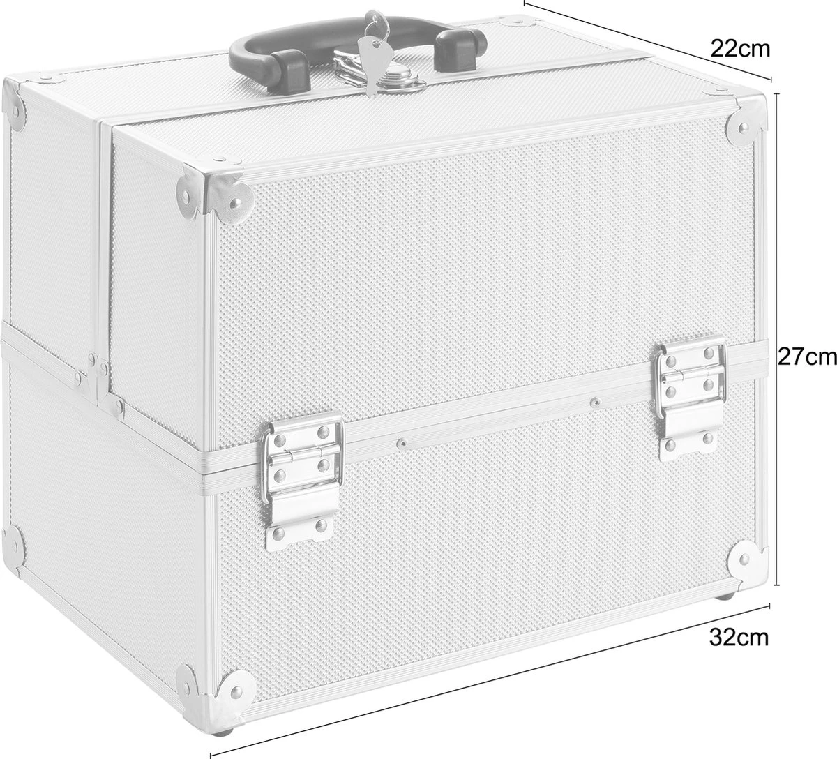 AREBOS Cosmetica Koffer - Beauty Case - Cosmetica Trolley - 15 L - Zilber 9 AREBOS Cosmetica Koffer - Beauty Case - Cosmetica Trolley - 15 L - Zilber - Afbeelding 7