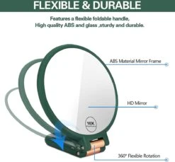 FOGARI Handspiegel Met 1 X 10 X Vergroting, Dubbelzijdige Make-upspiegel, Draagbare Kleine Spiegel, Inklapbare Verstelbare Spiegel Met Handvat, Ronde Reisspiegel, Make-upspiegel, Tafelspiegel, 360 Graden Draaibaar 10 FOGARI Handspiegel Met 1 X 10 X Vergroting, Dubbelzijdige Make-upspiegel, Draagbare Kleine Spiegel, Inklapbare Verstelbare Spiegel Met Handvat, Ronde Reisspiegel, Make-upspiegel, Tafelspiegel, 360 Graden Draaibaar -Cosmeticawinkel 1200x1114 3