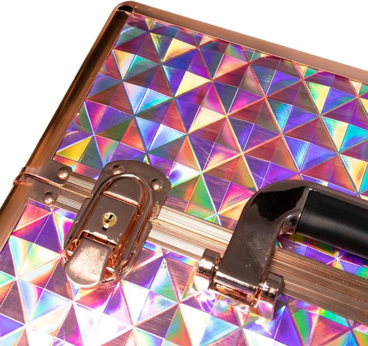 Koffer Groot Holo/Golden Rose XXL Met Opbergvakken 4 Koffer Groot Holo/Golden Rose XXL Met Opbergvakken - Afbeelding 2