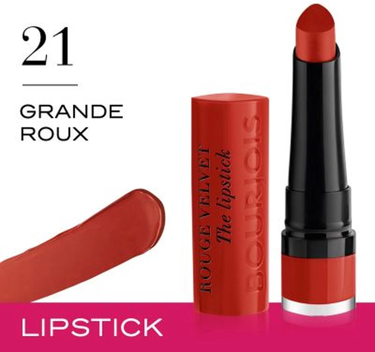 Bourjois Rouge Velvet The Lipstick Lippenstift - 21 Grande Roux 7 Bourjois Rouge Velvet The Lipstick Lippenstift - 21 Grande Roux - Afbeelding 5