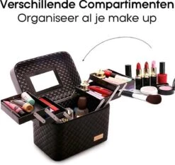 Confibel Make Up Koffer - Uitklapbaar - 5 Opbergbakken - Met Spiegel - Zwart 28 Confibel Make Up Koffer - Uitklapbaar - 5 Opbergbakken - Met Spiegel - Zwart -Cosmeticawinkel 1200x1132 5