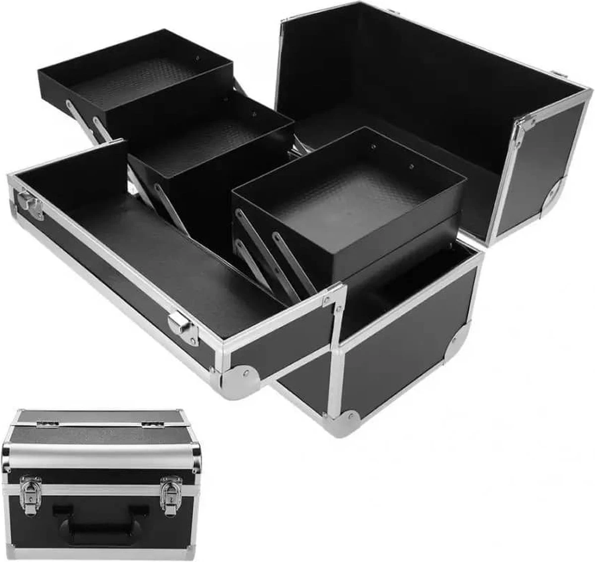 Confibel Make Up Koffer - Uitklapbaar - 5 Opbergbakken - Met Slot 10 Confibel Make Up Koffer - Uitklapbaar - 5 Opbergbakken - Met Slot - Afbeelding 8