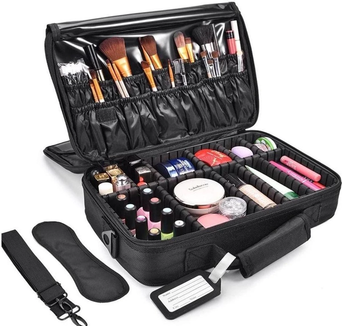 Cosmetica Koffer - Make-up Koffer Met Verstelbare Vakken - Visagie En Nagelstyliste Beauty Koffer - 40x30x14CM 3 Cosmetica Koffer - Make-up Koffer Met Verstelbare Vakken - Visagie En Nagelstyliste Beauty Koffer - 40x30x14CM