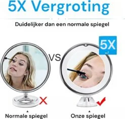 Merkloos Make-Up Spiegel - 5X Vergroting - LED Licht - Make Up Spiegel Met Verlichting - Vergrootspiegel Met Zuignap 9 Merkloos Make-Up Spiegel - 5X Vergroting - LED Licht - Make Up Spiegel Met Verlichting - Vergrootspiegel Met Zuignap -Cosmeticawinkel 1200x1148 5