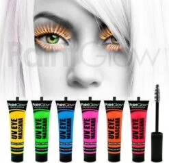 Merkloos PAINTGLOW UV EYE MASCARA SET - 8 Stuks - NEON - Feest Make Up - Carnaval -Cosmeticawinkel 1200x1155 3