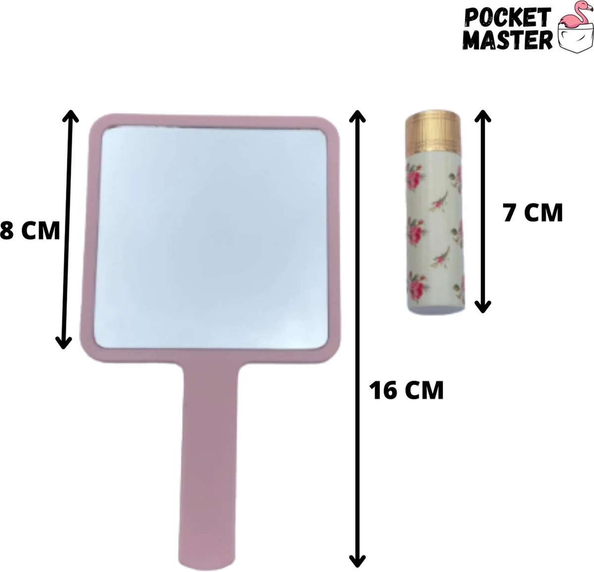 PocketMaster® Make-Up Spiegel / Handspiegel Met Handvat - Licht Roze - Klein - Compact - Handzaam - 8,0 X 8,0 Cm Spiegeloppervlak 4 PocketMaster® Make-Up Spiegel / Handspiegel Met Handvat - Licht Roze - Klein - Compact - Handzaam - 8,0 X 8,0 Cm Spiegeloppervlak - Afbeelding 2