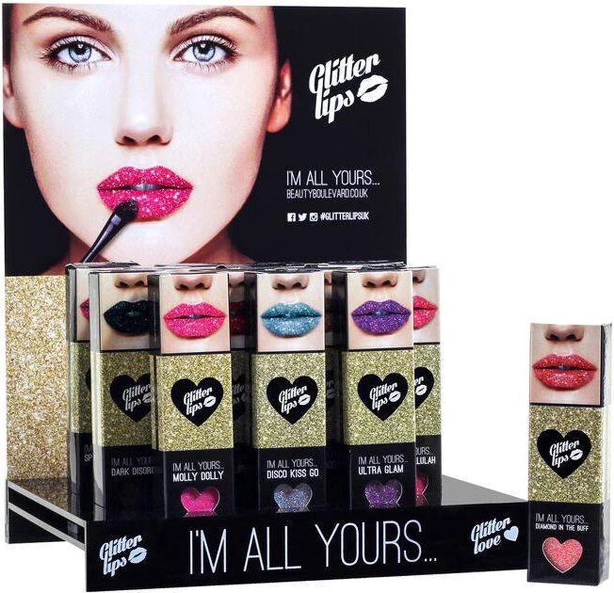 Glitterlips Midas Kiss 3 Piece Gift Set: Gloss Bond 3.5ml - Glitter 3g - Lip Brush 4 Glitterlips Midas Kiss 3 Piece Gift Set: Gloss Bond 3.5ml - Glitter 3g - Lip Brush - Afbeelding 2