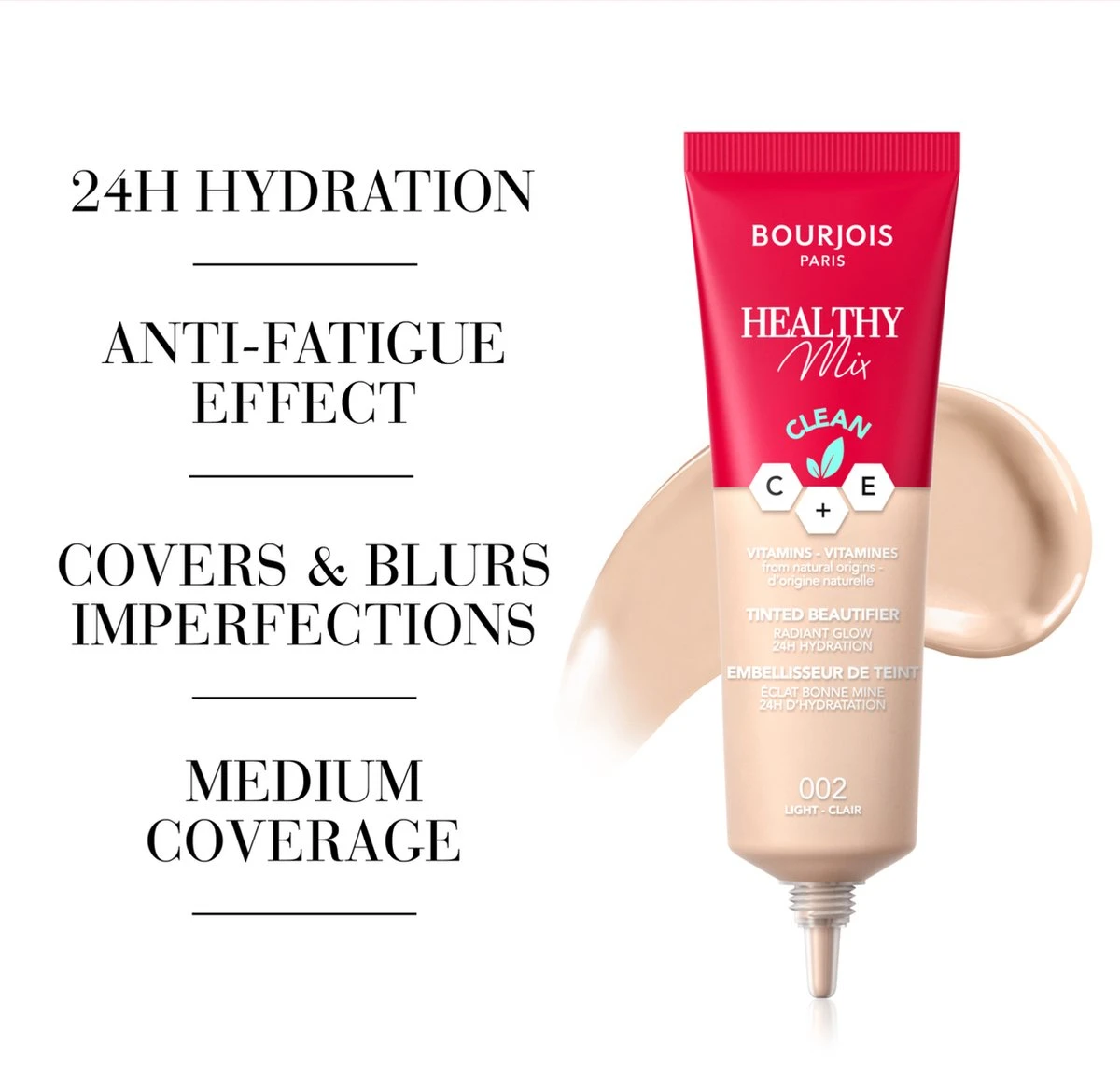 Bourjois Healthy Mix Clean Tinted Beautifier Foundation 002 Light 8 Bourjois Healthy Mix Clean Tinted Beautifier Foundation 002 Light - Afbeelding 6