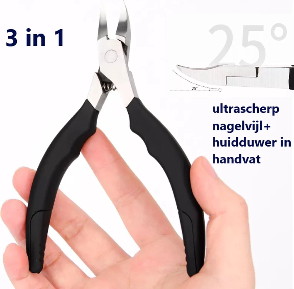 Medies - Multifunctionele Nageltang Met Huidduwer En Dubbelzijdige Nagelvijl | Nageltang Voor Harde Teennagels | Nagelknipper | Nagelschaar | Ingegroeide Nagels | Huidduwer | Nagelvijl - Zachte Anti Slip Handvaten - 3 In 1 3 Medies - Multifunctionele Nageltang Met Huidduwer En Dubbelzijdige Nagelvijl | Nageltang Voor Harde Teennagels | Nagelknipper | Nagelschaar | Ingegroeide Nagels | Huidduwer | Nagelvijl - Zachte Anti Slip Handvaten - 3 In 1