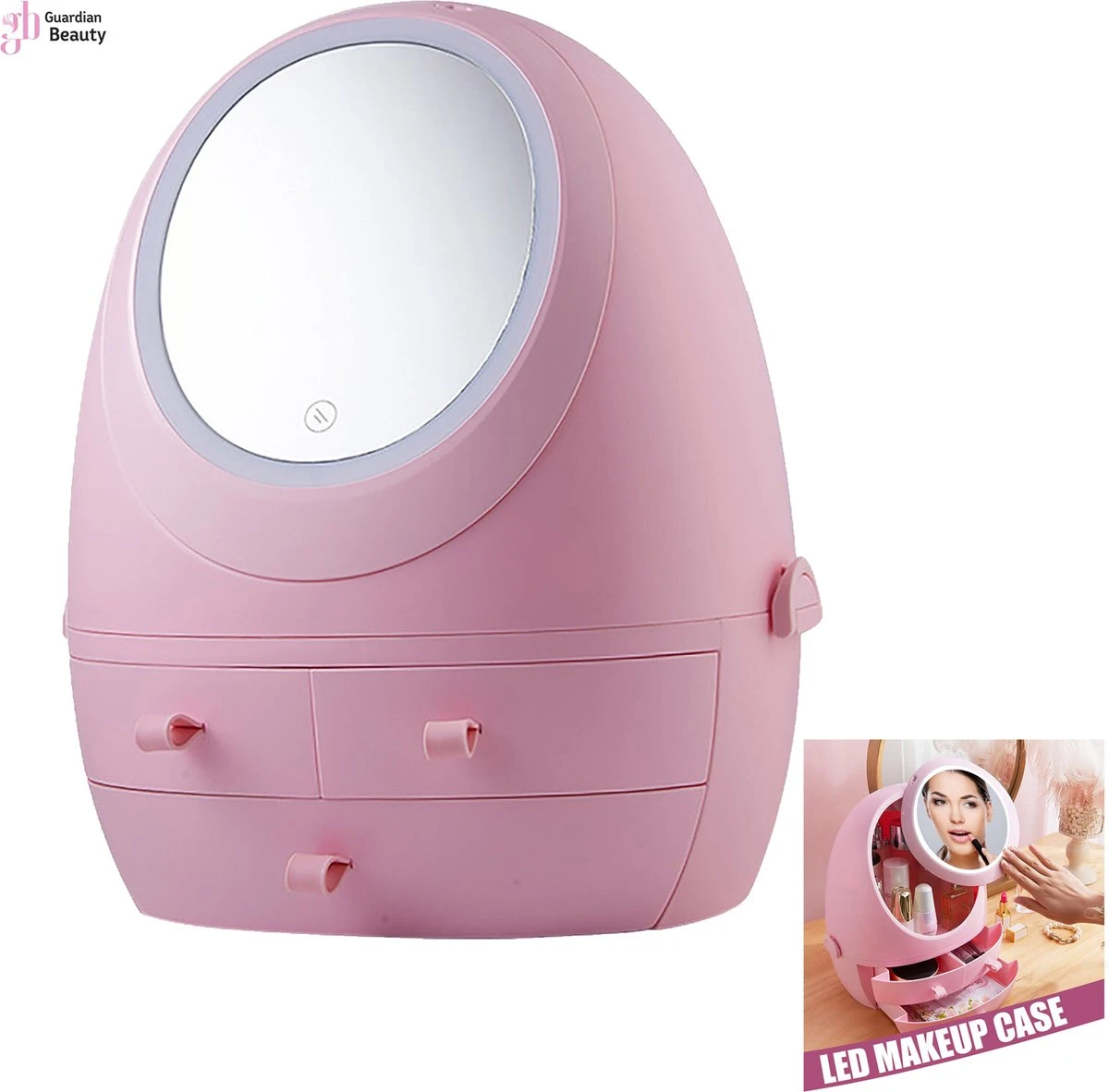 Make Up Organizer Met Make Up Spiegel En Led Verlichting | Usb Opladen Make-Up Tool Organizer Cosmetische Opbergdoos Draagbare Lade Led Spiegel Make-Up Tool Kits Opbergrek Maquillage | Make Up Spiegel Met Verlichting | Make Up Organizer Lades - Roze 3 Make Up Organizer Met Make Up Spiegel En Led Verlichting | Usb Opladen Make-Up Tool Organizer Cosmetische Opbergdoos Draagbare Lade Led Spiegel Make-Up Tool Kits Opbergrek Maquillage | Make Up Spiegel Met Verlichting | Make Up Organizer Lades - Roze