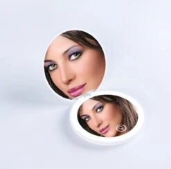 Led-verlichte Oplaadbare Compacte Make-up Spiegel Rond |1 X 2 X Vergroting | Make-upspiegel | Zakspiegel | Handspiegel | Reisspiegel | Dimbaar|als Cadeau | USB-lader | Rond | Zwart -Cosmeticawinkel 1200x1186 3