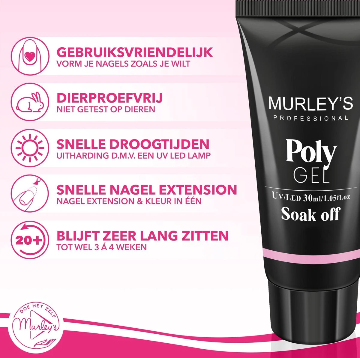 Murley’s Polygel Kit 3x 30ml Acryl Gellak - Gelnagels - Gel Polish Kunstnagels - Gelnagellak - Perfect Gelakte Nagels 5 Murley’s Polygel Kit 3x 30ml Acryl Gellak - Gelnagels - Gel Polish Kunstnagels - Gelnagellak - Perfect Gelakte Nagels - Afbeelding 3