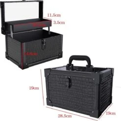 Make Up Koffer- Make Up Organizer- Beautycase -zwart -Make-upkoffer- Multifunctionele Koffer- Make-upkoffer- Sieradenkoffer- Kapperskoffer- Afneembare Schouderriem- Klassieke Zwarte Beautycase -Cosmeticawinkel 1200x1196 17