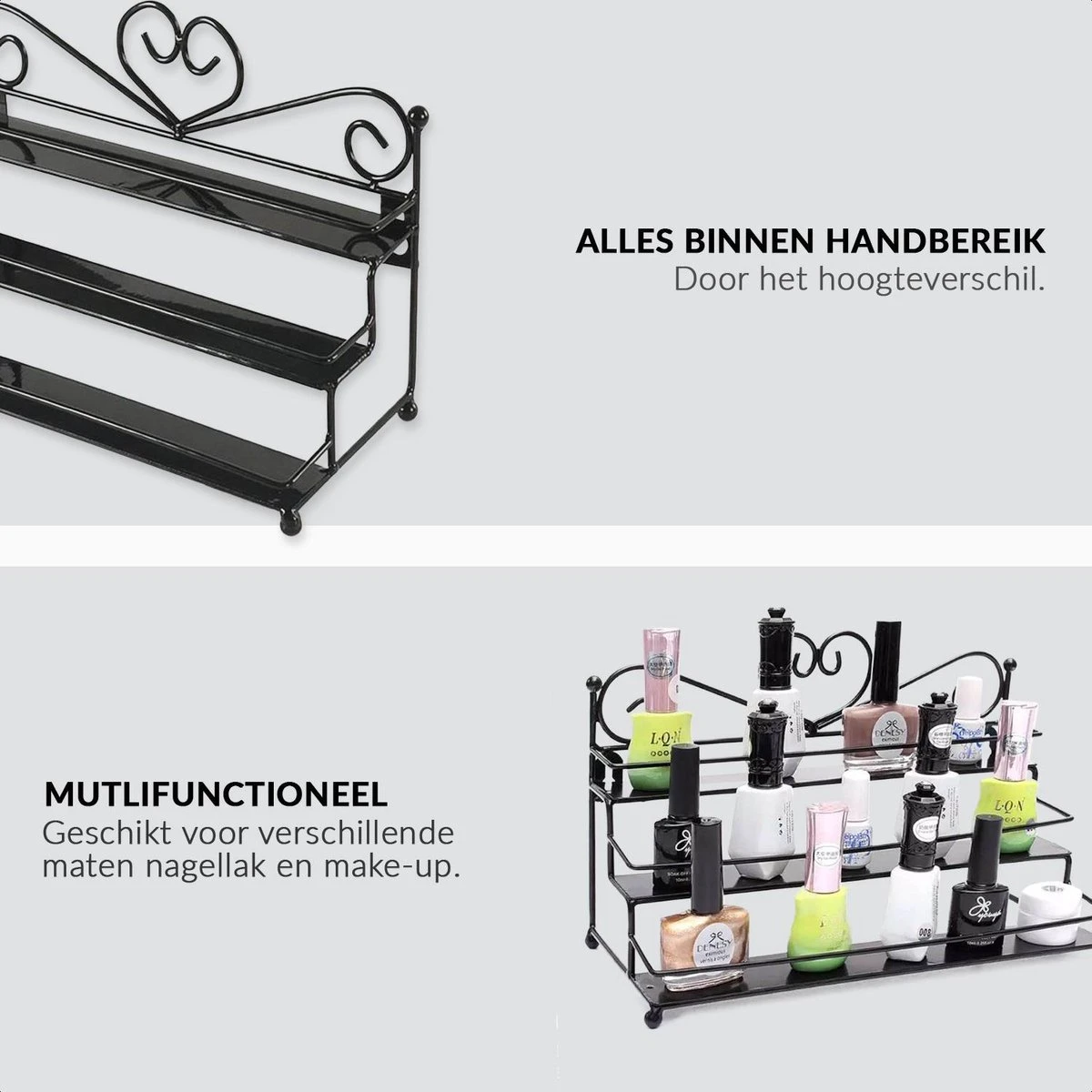 Confibel Nagellak Organizer - Nagellak Flesjes Houder - Essentiële Oliën Organizer - Rek Voor Flesjes - Wanddecoratie - Zwart 4 Confibel Nagellak Organizer - Nagellak Flesjes Houder - Essentiële Oliën Organizer - Rek Voor Flesjes - Wanddecoratie - Zwart - Afbeelding 2