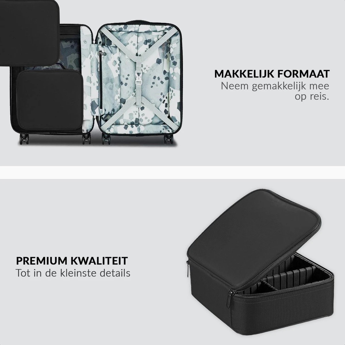 Cosmetica Koffer - Make-up Koffer Met Verstelbare Vakken - Visagie En Nagelstyliste Beauty Koffer - 26x23x9CM 7 Cosmetica Koffer - Make-up Koffer Met Verstelbare Vakken - Visagie En Nagelstyliste Beauty Koffer - 26x23x9CM - Afbeelding 5