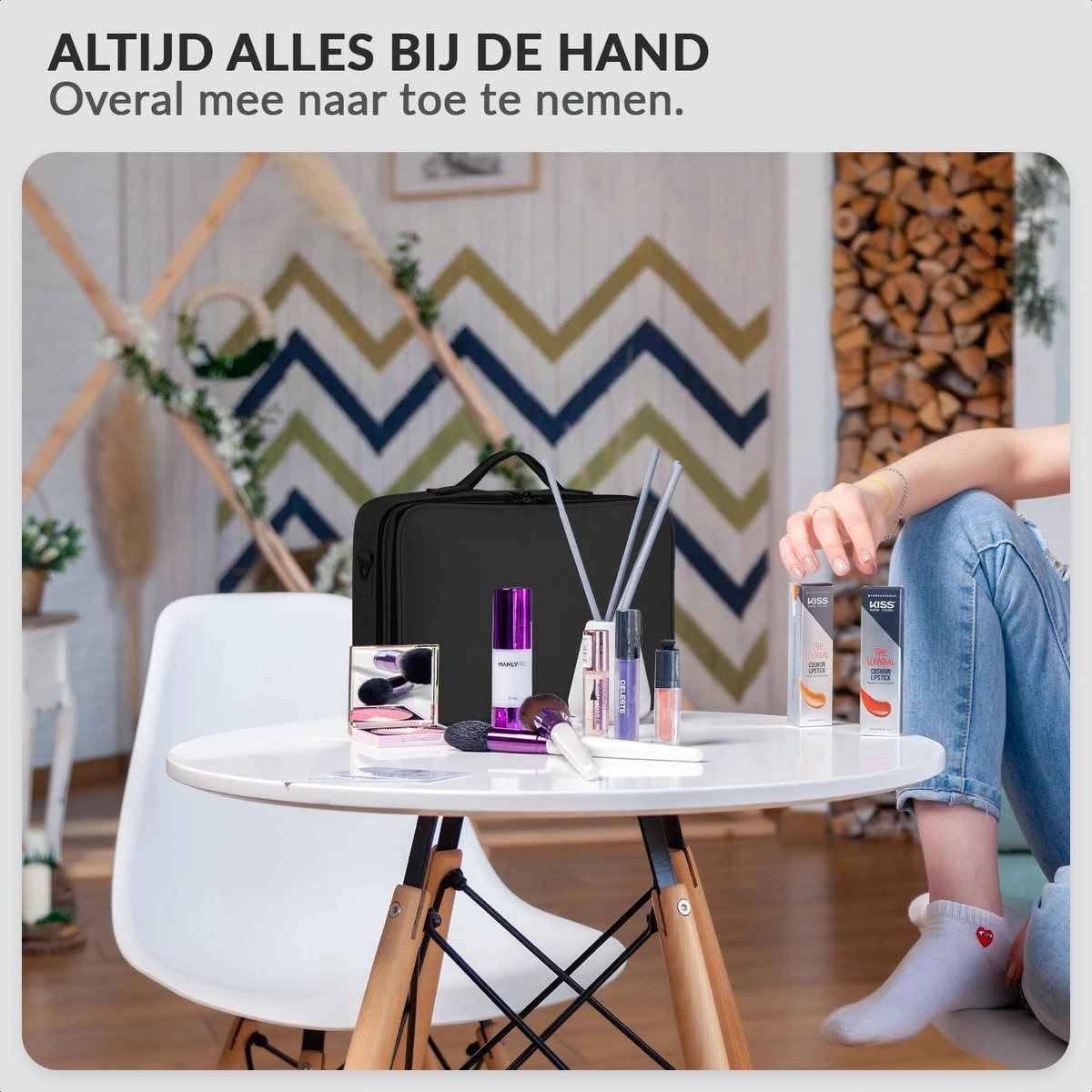 Cosmetica Koffer - Make-up Koffer Met Verstelbare Vakken - Visagie En Nagelstyliste Beauty Koffer - 40x30x14CM 4 Cosmetica Koffer - Make-up Koffer Met Verstelbare Vakken - Visagie En Nagelstyliste Beauty Koffer - 40x30x14CM - Afbeelding 2