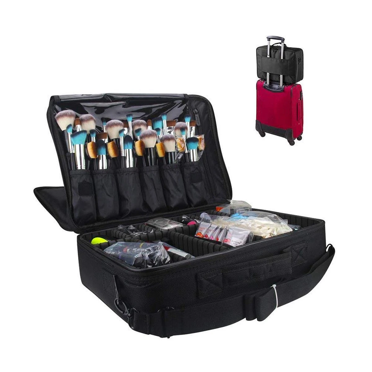 Cosmetica Koffer - Make-up Koffer Met Verstelbare Vakken - Visagie En Nagelstyliste Beauty Koffer - 40x30x14CM 5 Cosmetica Koffer - Make-up Koffer Met Verstelbare Vakken - Visagie En Nagelstyliste Beauty Koffer - 40x30x14CM - Afbeelding 3