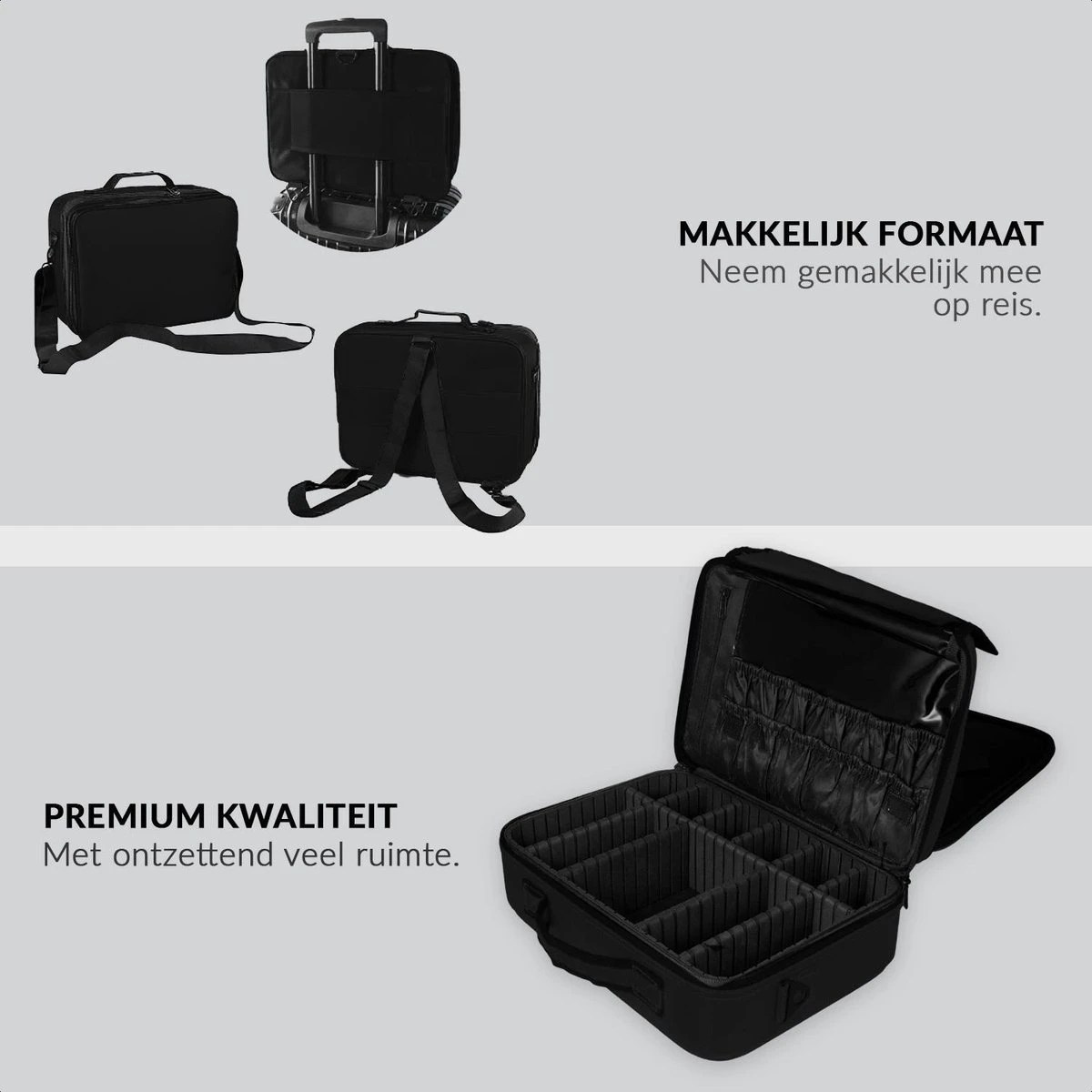 Cosmetica Koffer - Make-up Koffer Met Verstelbare Vakken - Visagie En Nagelstyliste Beauty Koffer - 40x30x14CM 7 Cosmetica Koffer - Make-up Koffer Met Verstelbare Vakken - Visagie En Nagelstyliste Beauty Koffer - 40x30x14CM - Afbeelding 5