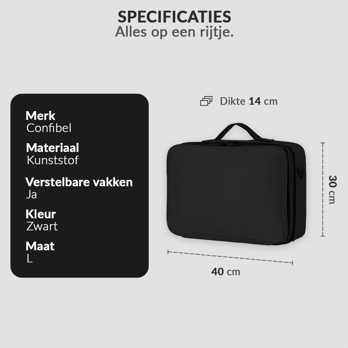 Cosmetica Koffer - Make-up Koffer Met Verstelbare Vakken - Visagie En Nagelstyliste Beauty Koffer - 40x30x14CM 16 Cosmetica Koffer - Make-up Koffer Met Verstelbare Vakken - Visagie En Nagelstyliste Beauty Koffer - 40x30x14CM - Afbeelding 14