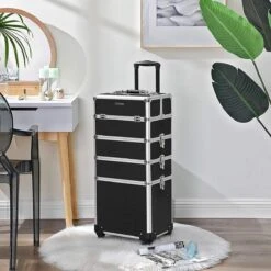 XXL PRO Visagie Beauty Case Koffer Trolley - Nagelkoffer Op Wielen Voor Makeup Of Cosmetica - Grote Uitklapbare Opbergsysteem Nagel Styliste Kapster - Zwart -Cosmeticawinkel 1200x1200 1119