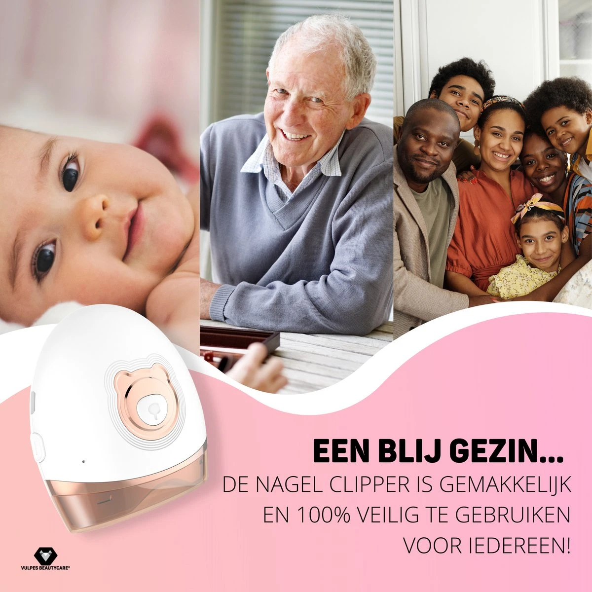 Vulpes BeautyCare® Elektrische Nagelknipper - Nagelschaar Met Opvangbakje – Veilige Nagelschaar Voor Baby’s, Kinderen, Volwassenen En Ouderen - Draadloos En Geruisloos – USB-Oplaadbaar – Rosé / Wit 6 Vulpes BeautyCare® Elektrische Nagelknipper - Nagelschaar Met Opvangbakje – Veilige Nagelschaar Voor Baby’s, Kinderen, Volwassenen En Ouderen - Draadloos En Geruisloos – USB-Oplaadbaar – Rosé / Wit - Afbeelding 4