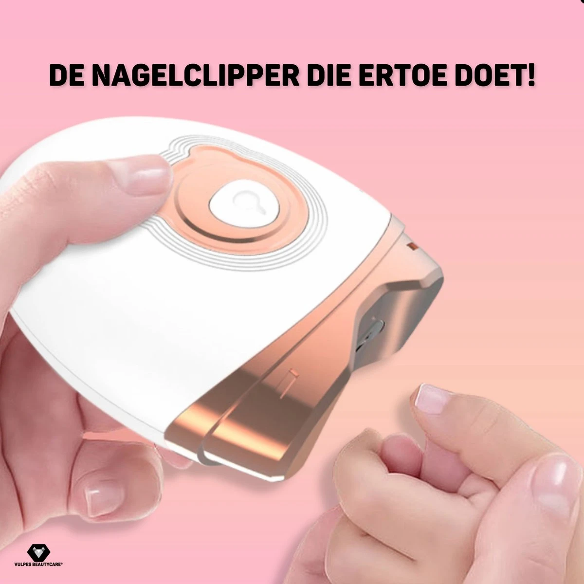Vulpes BeautyCare® Elektrische Nagelknipper - Nagelschaar Met Opvangbakje – Veilige Nagelschaar Voor Baby’s, Kinderen, Volwassenen En Ouderen - Draadloos En Geruisloos – USB-Oplaadbaar – Rosé / Wit 10 Vulpes BeautyCare® Elektrische Nagelknipper - Nagelschaar Met Opvangbakje – Veilige Nagelschaar Voor Baby’s, Kinderen, Volwassenen En Ouderen - Draadloos En Geruisloos – USB-Oplaadbaar – Rosé / Wit - Afbeelding 8