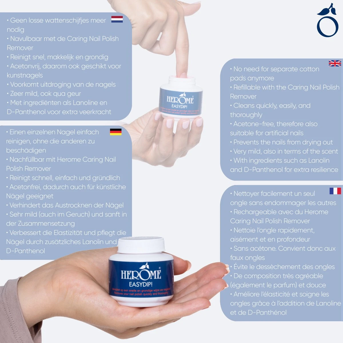 Herome Easydip Nagellakremover Nagellakverwijderaar - In Een Potje Met Ingebouwde Borsteltjes - Navulbaar Met Caring Nail Polish Remover 6 Herome Easydip Nagellakremover Nagellakverwijderaar - In Een Potje Met Ingebouwde Borsteltjes - Navulbaar Met Caring Nail Polish Remover - Afbeelding 4
