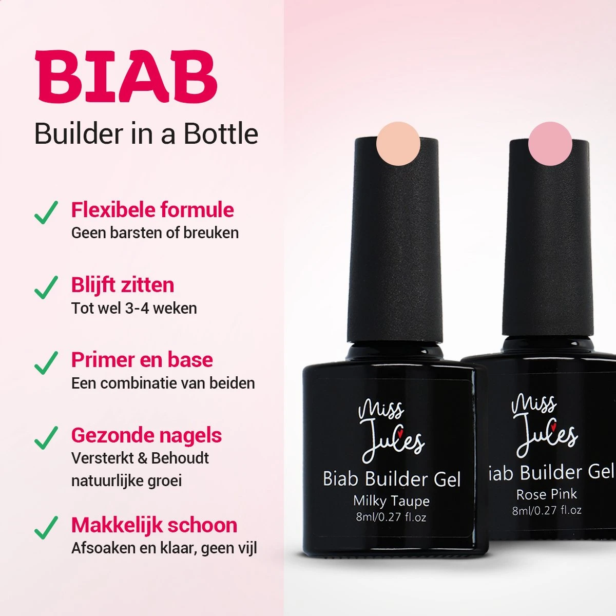 Miss Jules® BIAB Starter Pakket – Builder In A Bottle – BIAB Nagel Builder Gel – BIAB Nagellak Startersset - Inclusief Instructievideo (NL) 4 Miss Jules® BIAB Starter Pakket – Builder In A Bottle – BIAB Nagel Builder Gel – BIAB Nagellak Startersset - Inclusief Instructievideo (NL) - Afbeelding 2