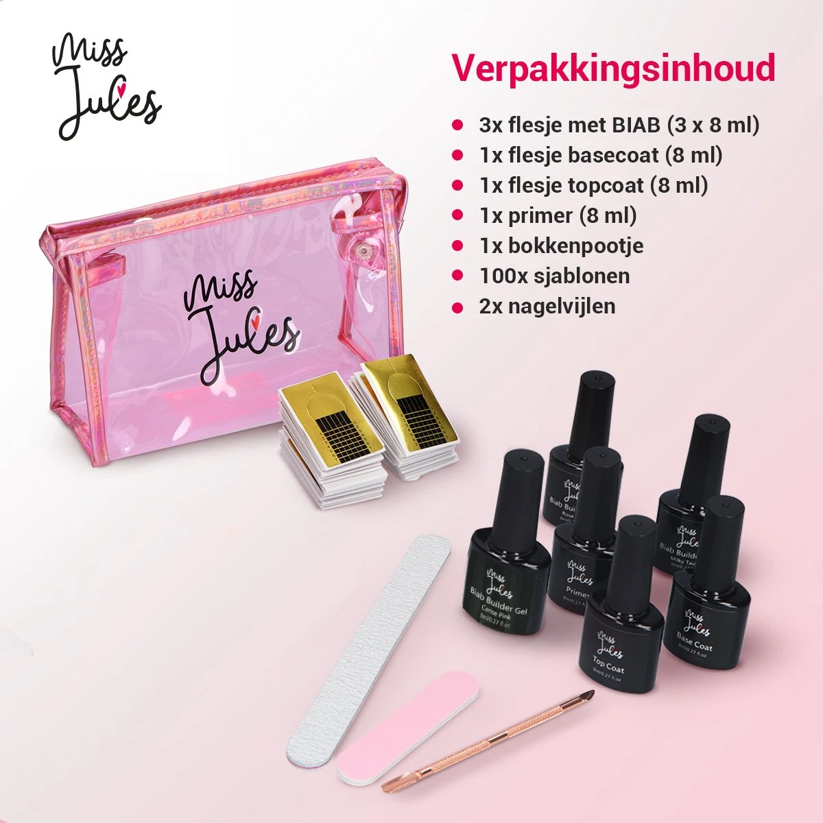 Miss Jules® BIAB Starter Pakket – Builder In A Bottle – BIAB Nagel Builder Gel – BIAB Nagellak Startersset - Inclusief Instructievideo (NL) 7 Miss Jules® BIAB Starter Pakket – Builder In A Bottle – BIAB Nagel Builder Gel – BIAB Nagellak Startersset - Inclusief Instructievideo (NL) - Afbeelding 5