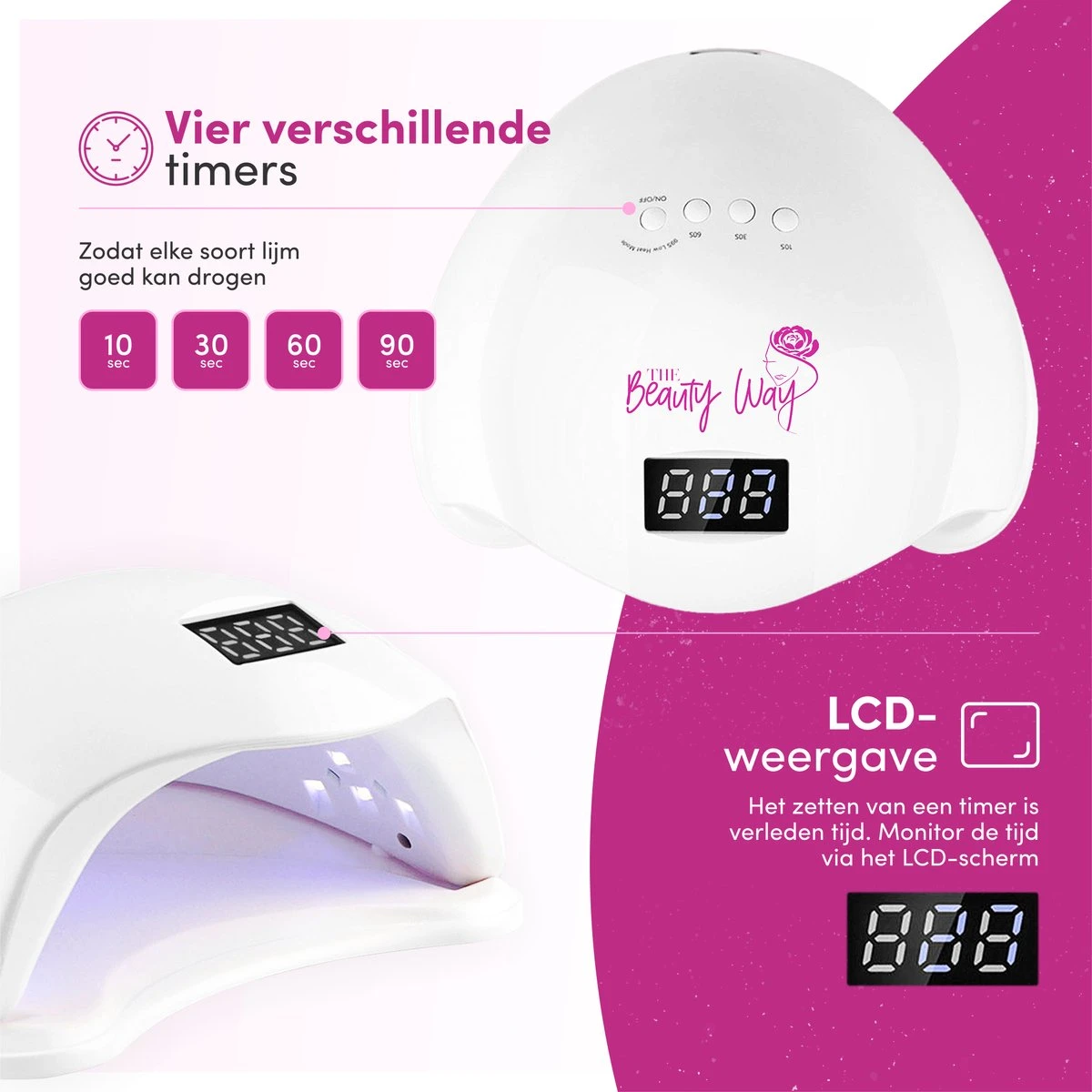 TheBeautyWay Nageldroger - Voor Gelnagels - Geschikt Voor Elke Nagel Gellak - 24 LEDs 9 TheBeautyWay Nageldroger - Voor Gelnagels - Geschikt Voor Elke Nagel Gellak - 24 LEDs - Afbeelding 7