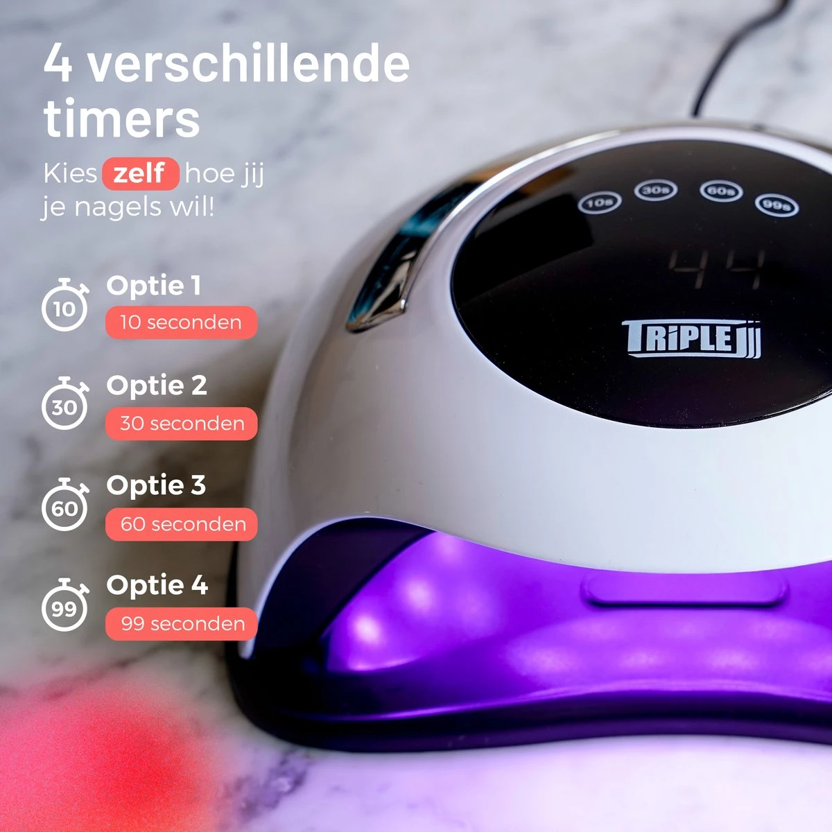 Triple J® UV Lamp Gelnagels - Nageldroger - Nagellamp - Automatische Timer - 36 LEDs - Wit 6 Triple J® UV Lamp Gelnagels - Nageldroger - Nagellamp - Automatische Timer - 36 LEDs - Wit - Afbeelding 4