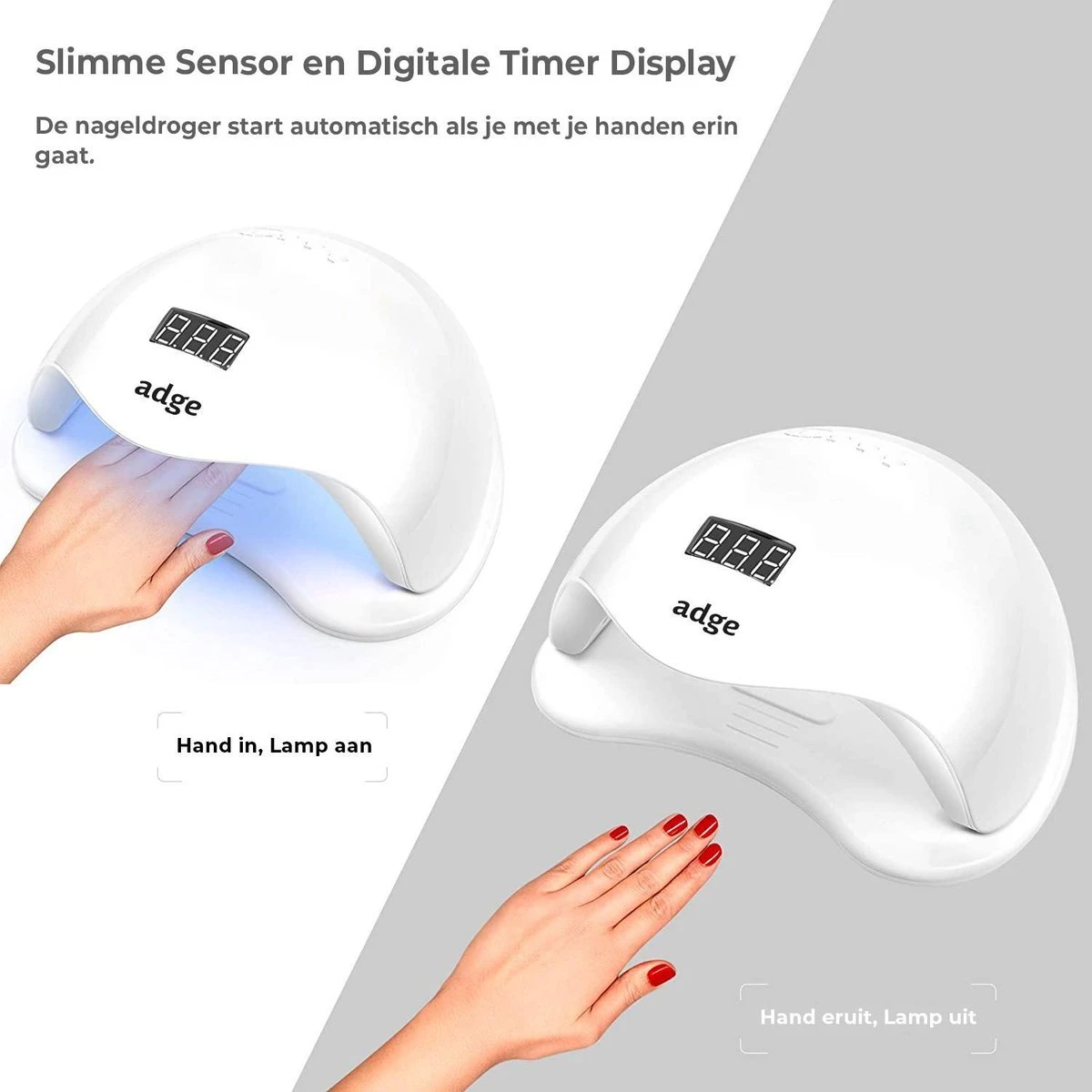 Adge - 54W LED Nageldroger Voor Gelnagels - Geschikt Voor ALLE Nagel Gellak - 36 LEDs - Met Timer 5 Adge - 54W LED Nageldroger Voor Gelnagels - Geschikt Voor ALLE Nagel Gellak - 36 LEDs - Met Timer - Afbeelding 3