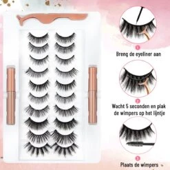 Mina Beauty Magnetische Wimpers – Magnetic Lashes - Wimperset (10 Stuks) Met 2 Magnetische Eyeliners En Een Applicator -Cosmeticawinkel 1200x1200 536