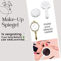 Merkloos Make Up Spiegel Met Led Verlichting - Verzorging Spiegel - Luxe Handspiegel - Zakspiegel - Sterke Handvat -Wit 11 Merkloos Make Up Spiegel Met Led Verlichting - Verzorging Spiegel - Luxe Handspiegel - Zakspiegel - Sterke Handvat -Wit -Cosmeticawinkel 1200x1200 826